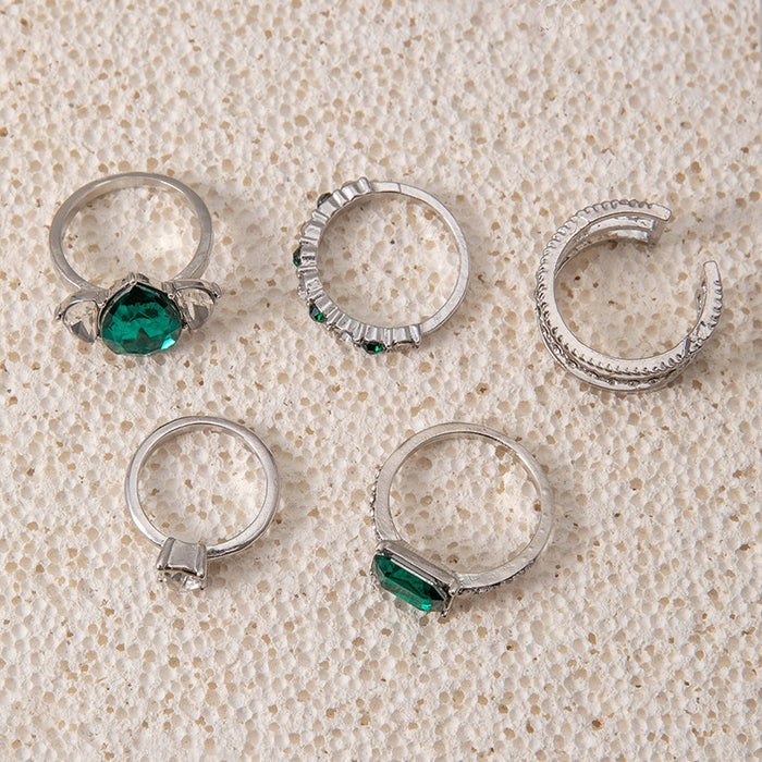 Elegant Gemstone Ring Set - 4-Piece Minimalist High-Quality Rings for Women