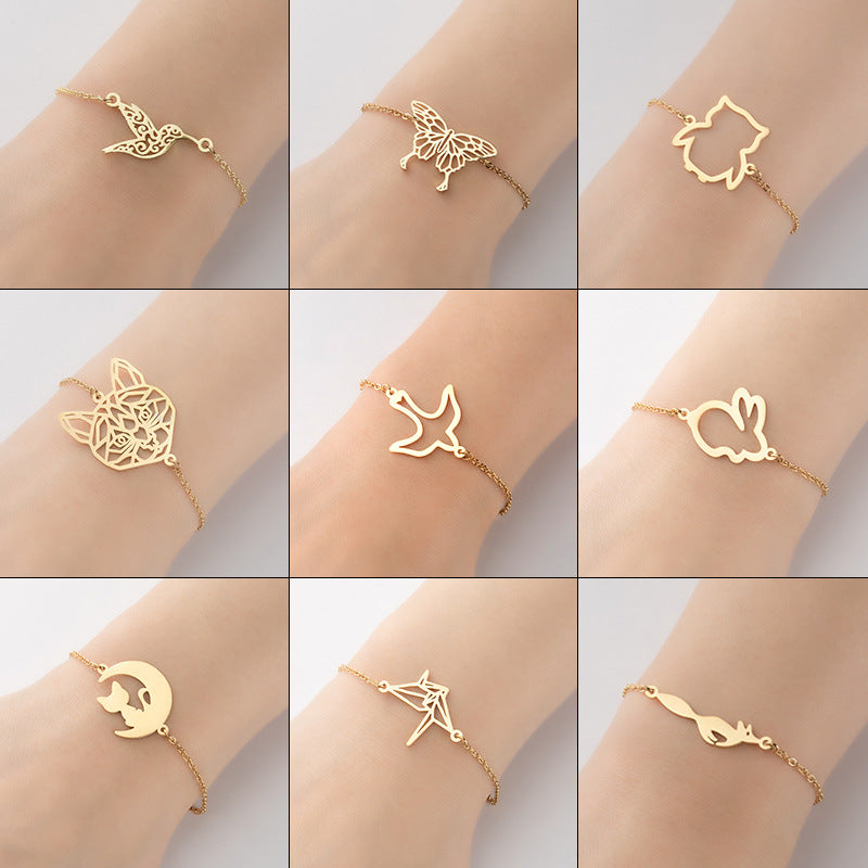 Animal bird butterfly moon cat couple bracelet, non-fading niche design bracelet wholesale