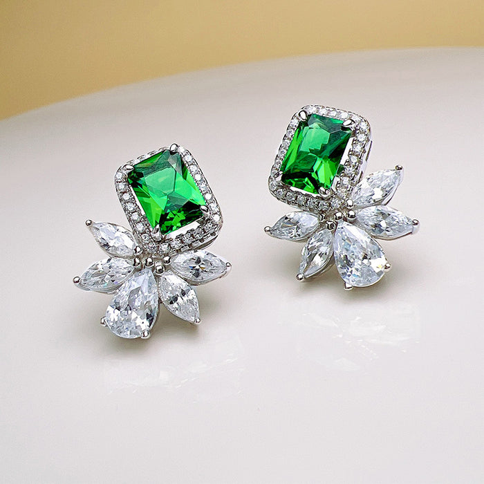 Square European and American earrings Retro light luxury temperament earrings