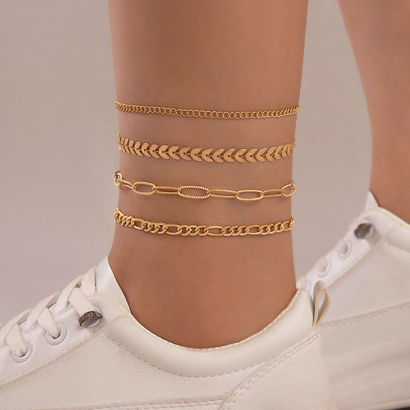 Fashion Chain Anklet Set with Simple Alloy Design