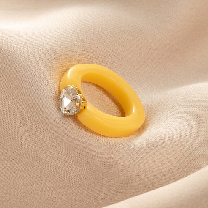 Transparent acrylic resin ring, retro ins style diamond design