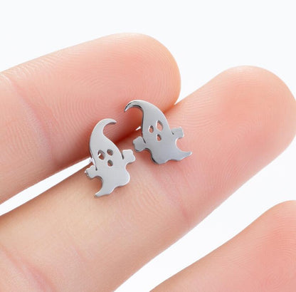 Ghost Stainless Steel Stud Earrings - Cute and Spooky Halloween Party Jewelry