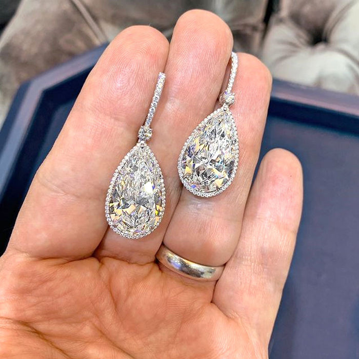 Pendientes de gota de agua con circonitas brillantes para mujer