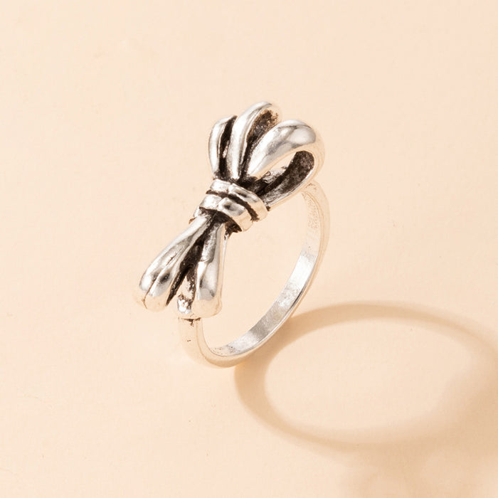 Silver geometric fish mushroom love ring single model