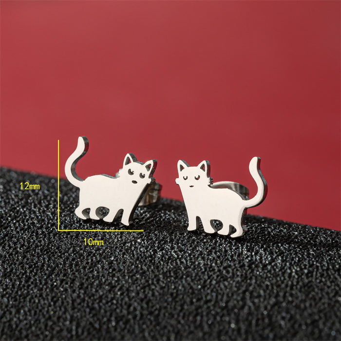 Mini Cat Paw Stainless Steel Stud Earrings - Adorable Pet Jewelry for Animal Lovers