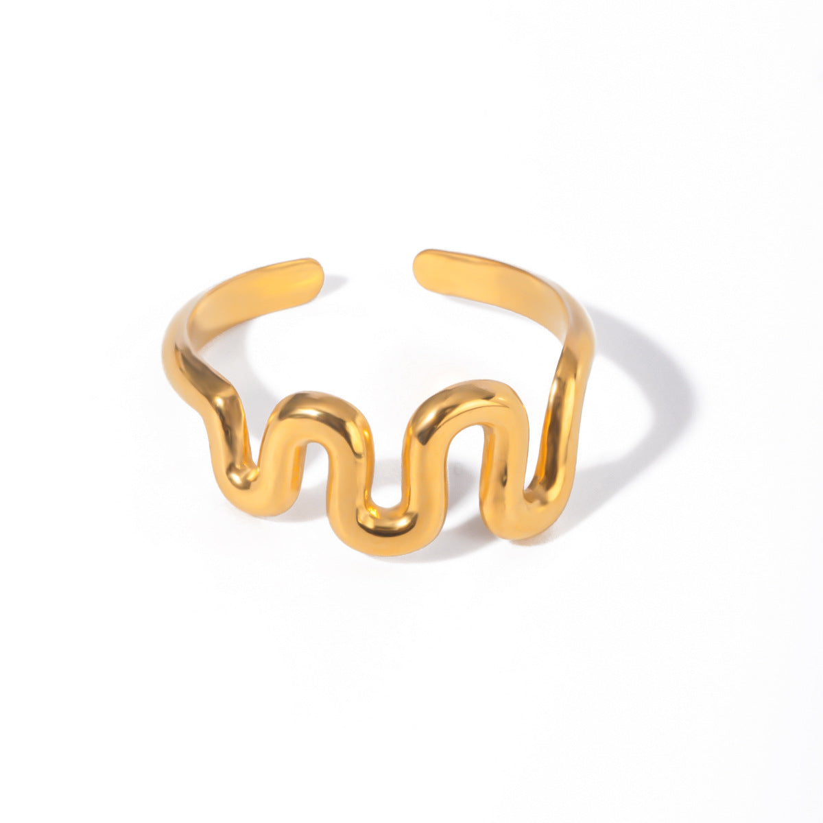 Geometric Design 18K Gold Plated Stainless Steel Ring - Elegant Jewelry