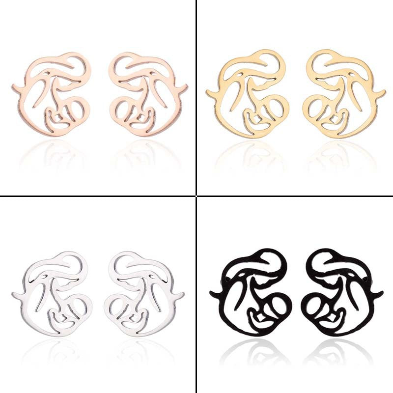 Pendientes de acero inoxidable con forma de madre e hijo: joyas sencillas y dulces para el Día de la Madre