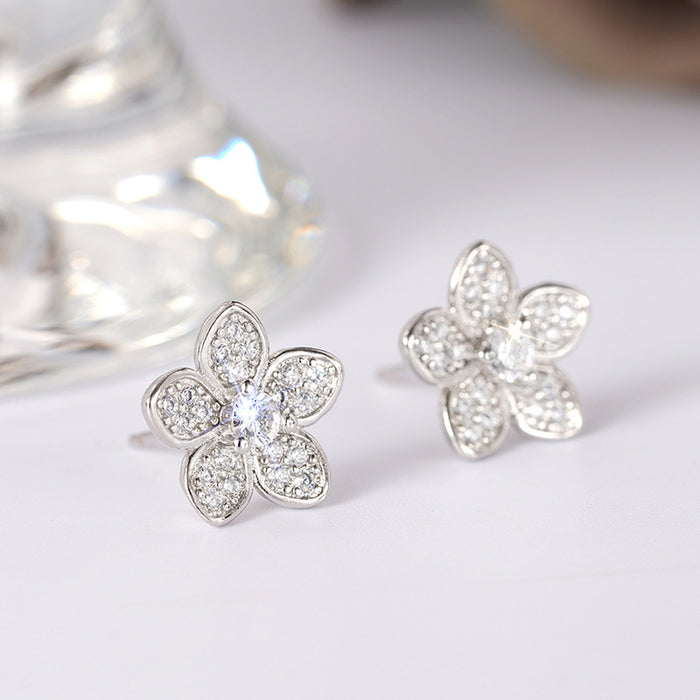 Flower petals earrings ring small fresh matching jewelry