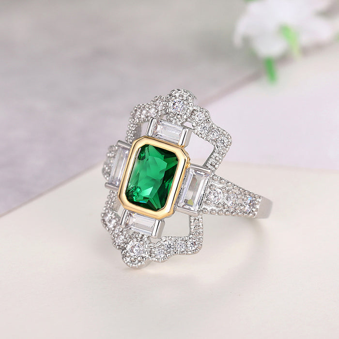 Square diamond domineering ring exaggerated party jewelry