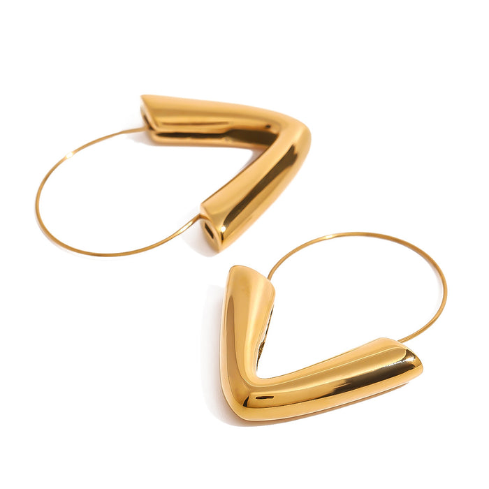 Stainless steel 18K gold plated geometric hollow earrings design niche earrings