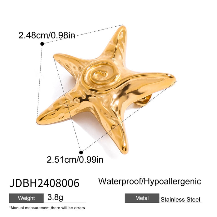 Starfish Hammer Pattern Ocean Style Brooch Creative and Fashionable Stainless Steel Accessories