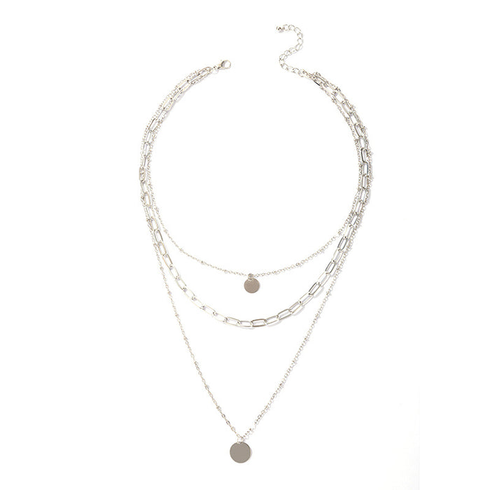 Minimalist Circular Sequin Necklace – Multi-Layer Choker