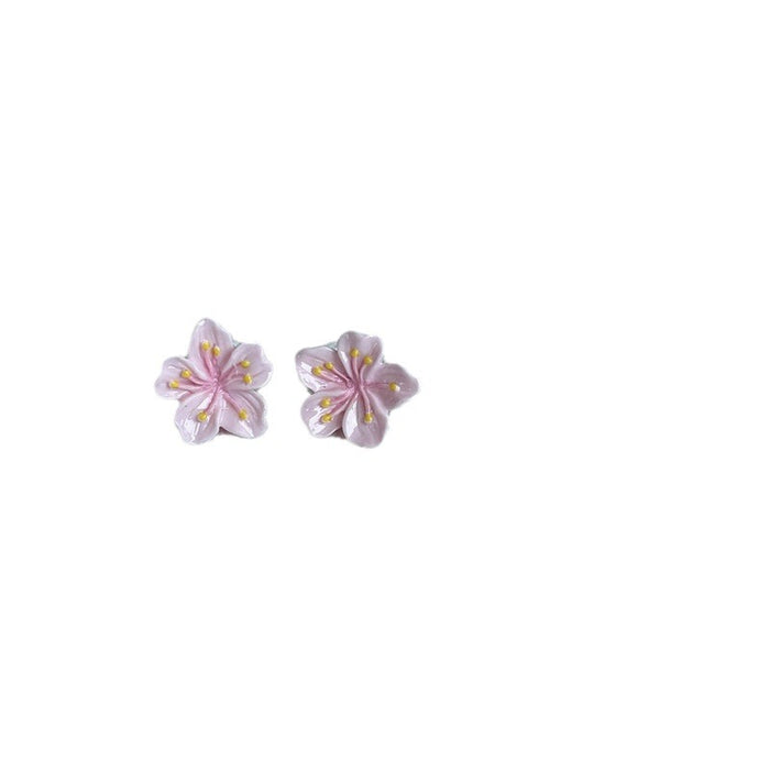 Spring cherry blossom earrings Korean style pink flower earrings