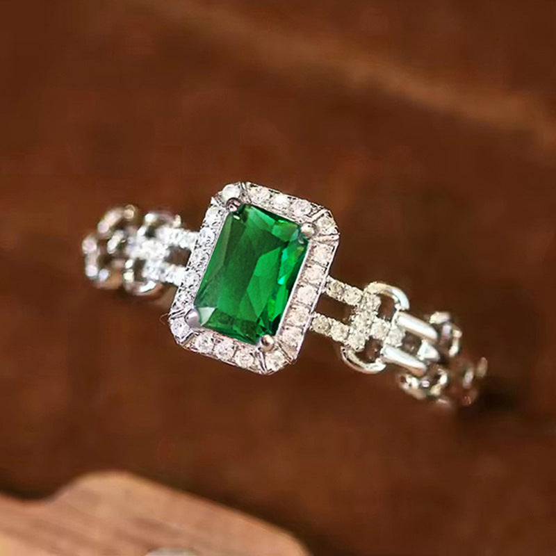 Zircon Mother's Day Geometric Ring Women's Light Luxury Wedding
