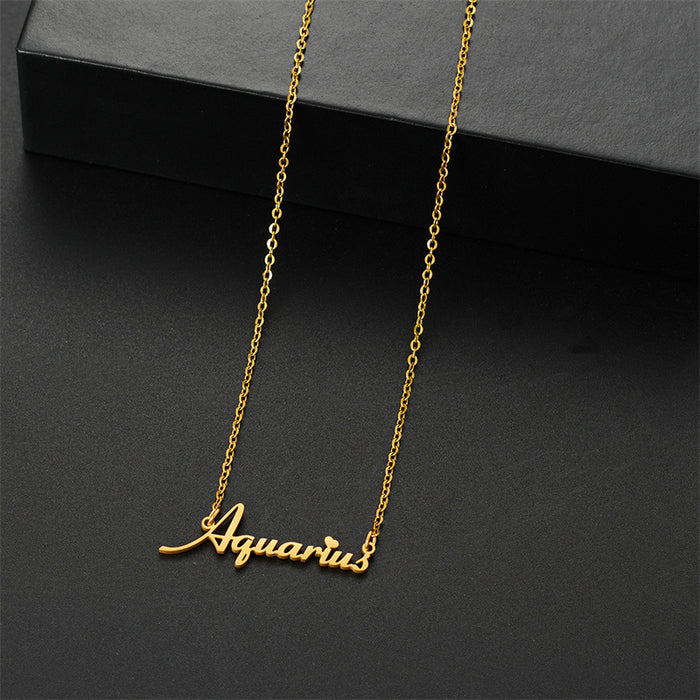 Collar inglés de doce constelaciones, joyería apilable de acero inoxidable europea y americana, cadena de clavícula personalizada para mujer al por mayor