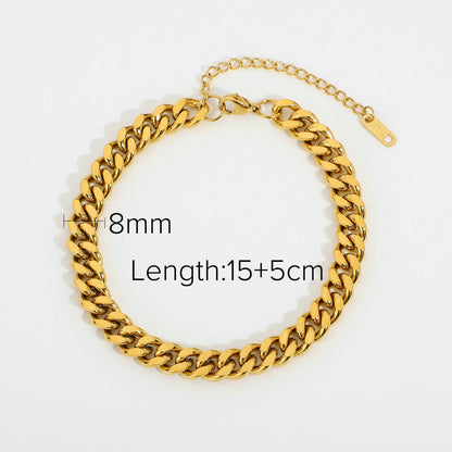 Stainless Steel Cuban Link Bracelet - High-End Tarnish-Resistant Titanium Steel Jewelry for Women