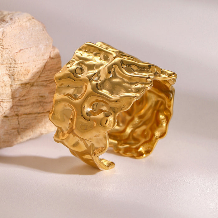 18k gold stainless steel exaggerated open ring