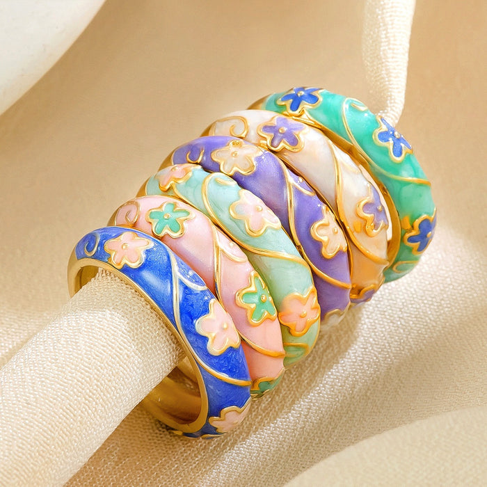 Wholesale copper colored flower drip rings