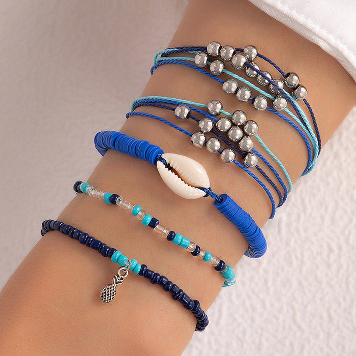 Leaf Bracelet Set - Four-Piece Colorful Layered Jewelry for Women