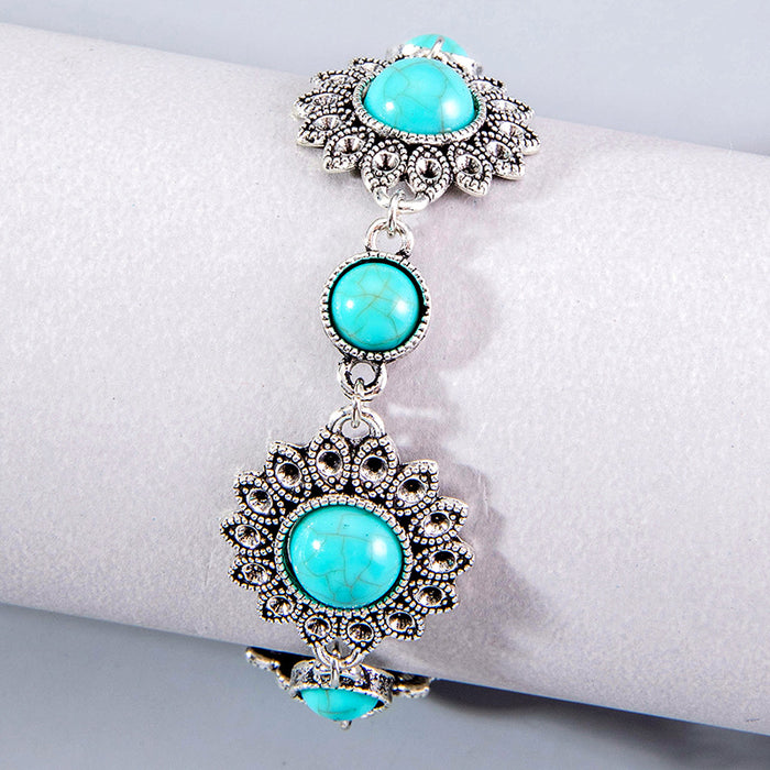 Unique Vintage Turquoise Bracelet Set - Bohemian Fashion Jewelry