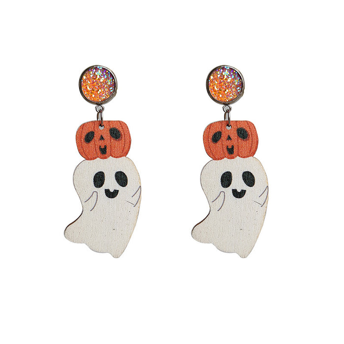 Halloween Wooden Ghost Earrings