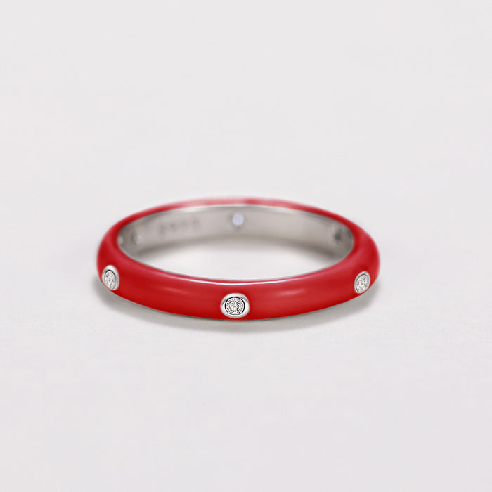 Anillo de gota de aceite de color arcoíris, anillo de circón minimalista y versátil