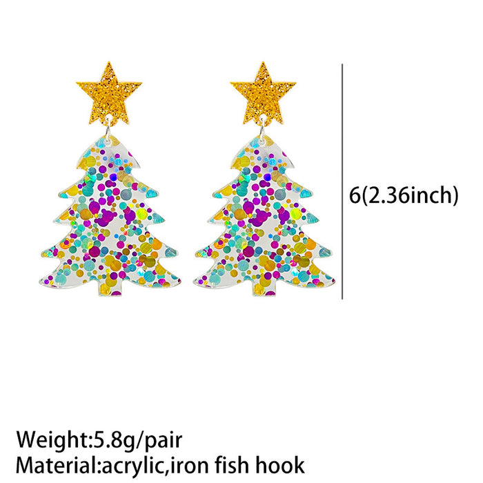 Clear Acrylic Christmas Tree Christmas Earrings - wallojewerly 