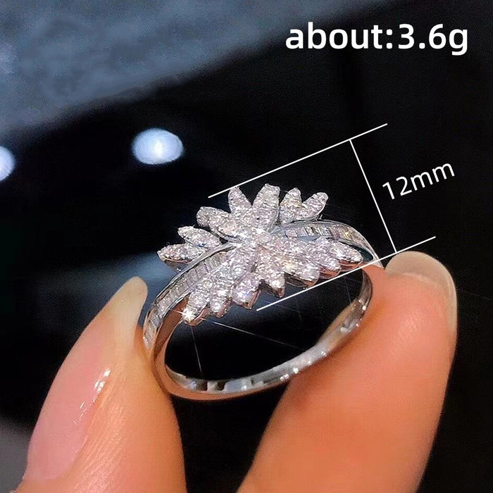 Fashionable and simple micro-inlaid zircon cross ring for women with two-color electroplating design