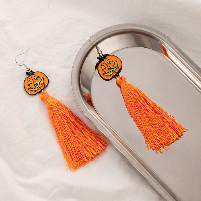 Halloween skull ear hook spray paint bow earrings