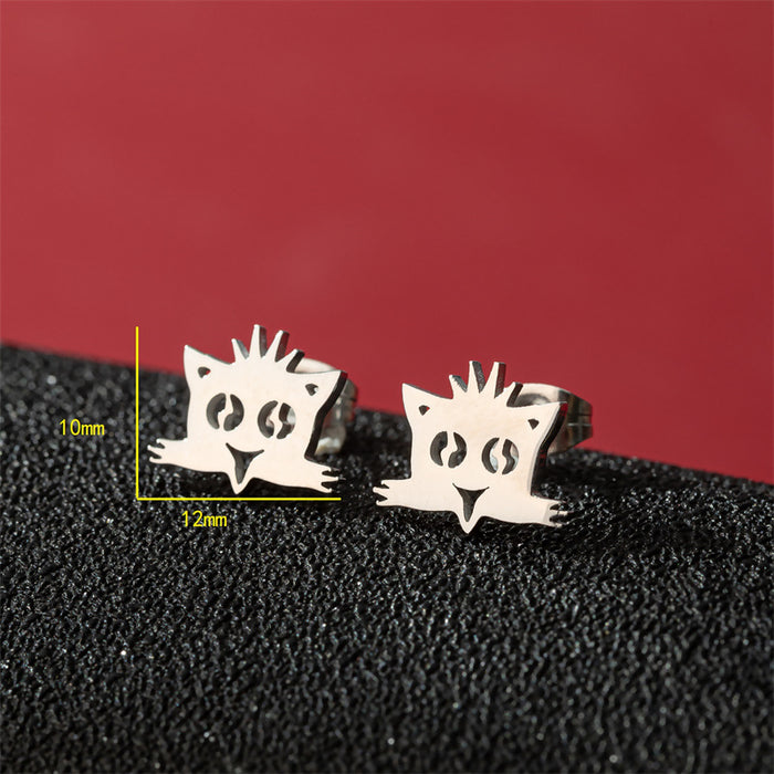 Lightning Cat Stainless Steel Stud Earrings - Simple and Stylish Jewelry