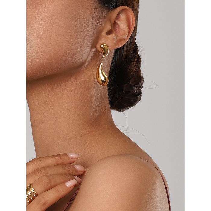 18K Gold Plated Stainless Steel Round Hoop Earrings - Cross-Border Fashion Jewelry