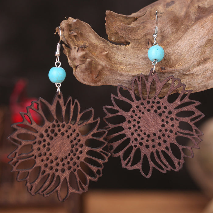 Wooden hollow butterfly earrings