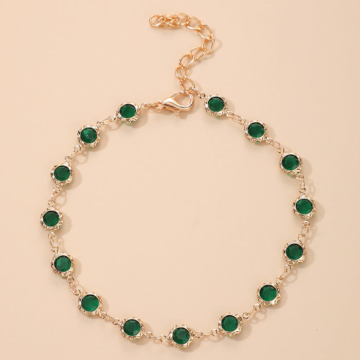 Bohemian Irregular Polygon Anklet with Crystal and Alloy Design