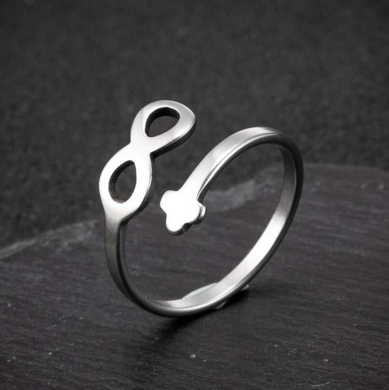Korean couple cross ring, geometric eight-character open ring wholesale