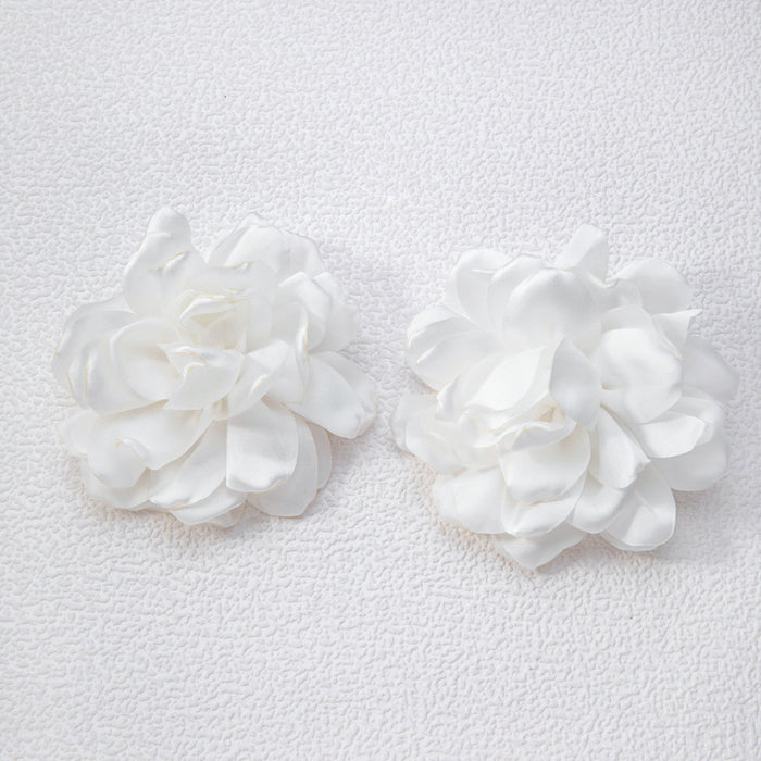 White Gardenia Flannel Earrings Flower Personalized Earrings