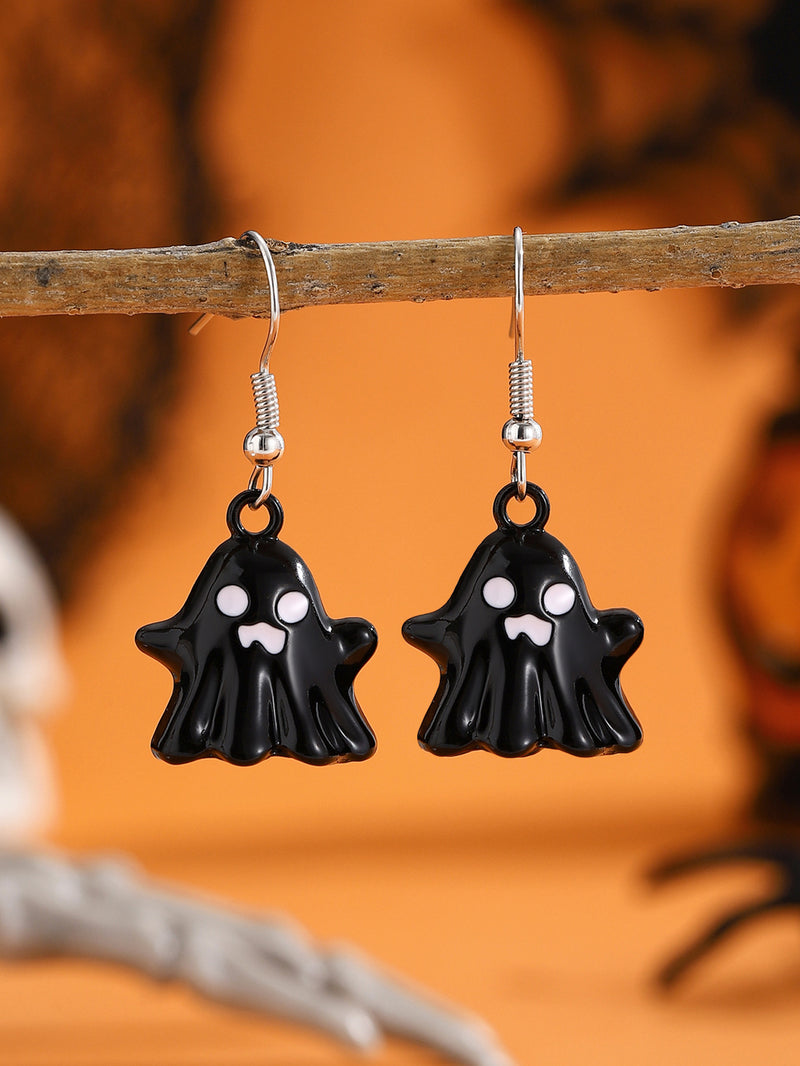 Wholesale Halloween Cartoon Stud Earrings Set - Spooky Pumpkin, Ghost & Bat Alloy Earring Multipack for Women - wallojewerly 
