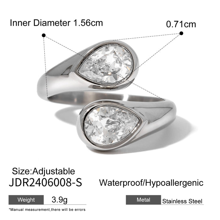 Stainless steel zircon open ring titanium steel