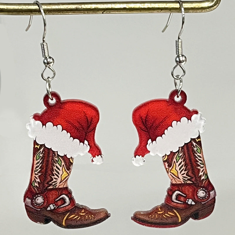 Red acrylic Christmas earrings - wallojewerly 