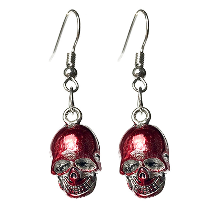 Skull Blood Stain Halloween Earrings with Fang Party Design