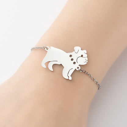 Cute small animal pendant bracelet, pug 18K gold electroplated bracelet cross-border wholesale