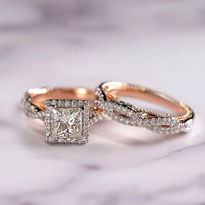 Rose gold three-piece ring set