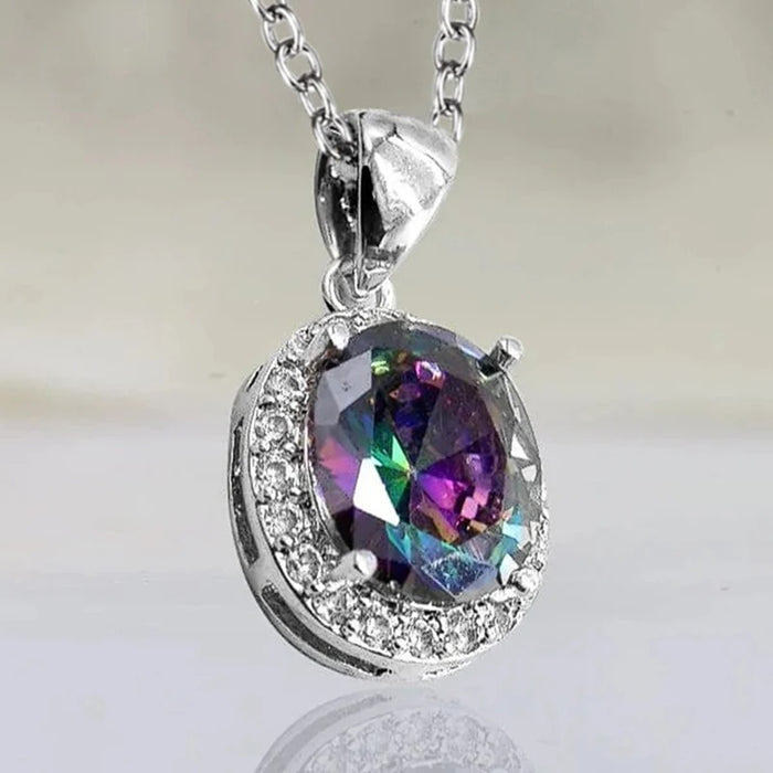 Oval pendant luxury colorful O-shaped necklace for women