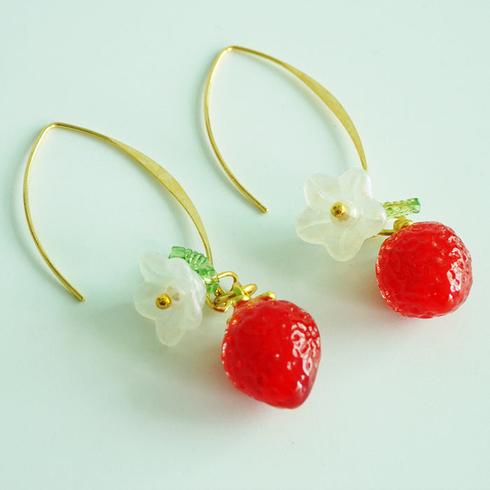 Summer Fruit Earrings with 3D Grapes, Strawberries, and Floral Resin Design