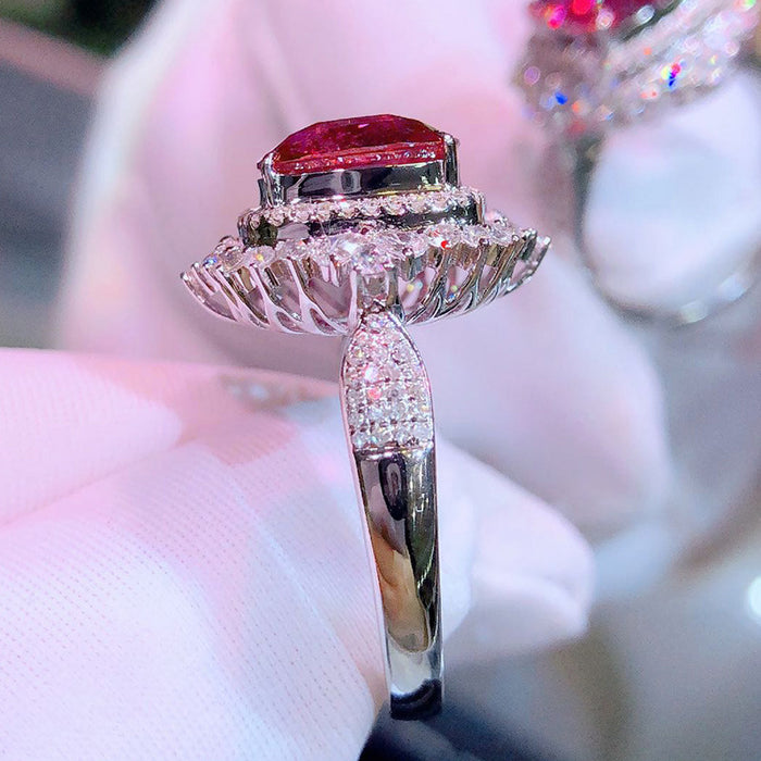 Colored gemstone ring imitation ruby anniversary accessories