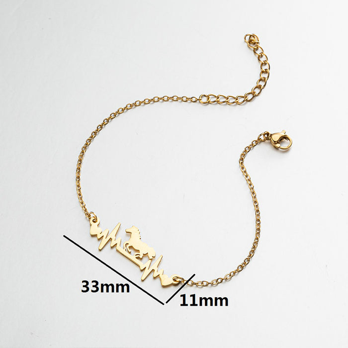 Real gold electroplated heart beating bracelet, niche design animal bracelet wholesale