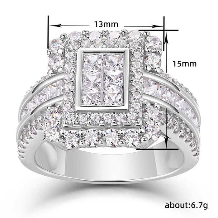 Princess square wedding ring wedding splicing diamond women's ring