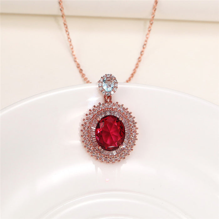 Ruby Pendant Colored Gemstone Series Necklace One Piece Dropshipping