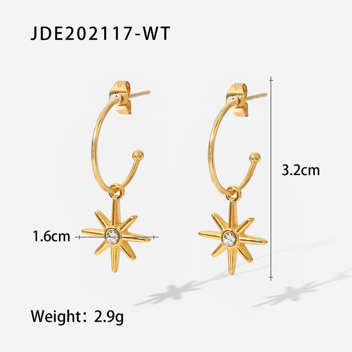 18K Gold Plated Stainless Steel Multicolor Zircon Hoop Earrings - Vibrant Fashion Jewelry