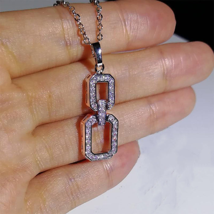 Square luxury diamond pendant star style super sparkling necklace