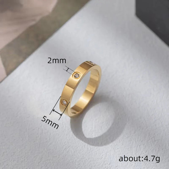 Korean style all-match zircon ring minimalist design ring